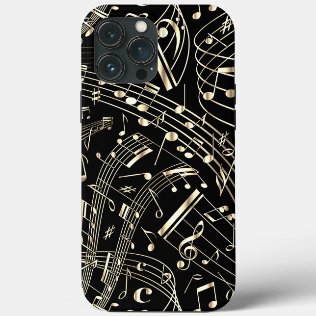 Black And Gold Music Notes Case-Mate iPhone Case (Back)