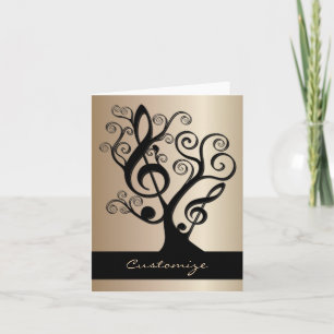 Black and Gold Music Treble Clef Tree Card