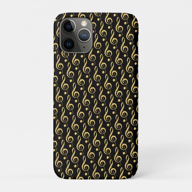 Black and Gold Musical Treble Clef Phone Case (Back)