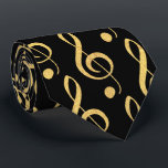 Black and Gold Musical Treble Clef Tie<br><div class="desc">Hit the right note with this music themed tie. Features gold repeating treble clef pattern perfect for music teachers or any other music lover.</div>