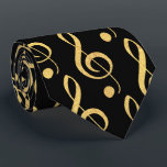 Black and Gold Musical Treble Clef Tie<br><div class="desc">Hit the right note with this music themed tie. Features gold repeating treble clef pattern perfect for music teachers or any other music lover.</div>