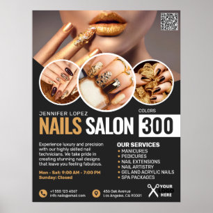 Black and Gold Nail Salon, Makeup Artist Poster