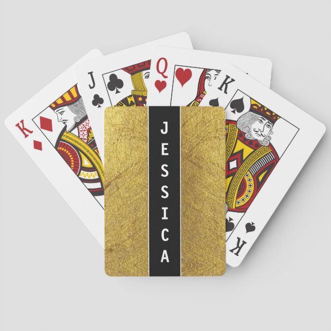 Black and Gold Name Classic Playing Cards (Back)
