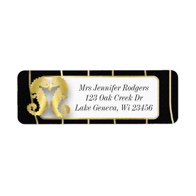 Black and Gold Nautical Themed Seahorses (Front)