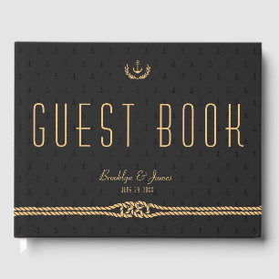 Black And Gold Nautical Wedding Guest Book