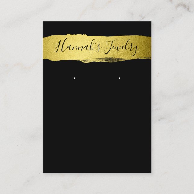 Black And Gold Necklace & Earring Display Business Card (Front)
