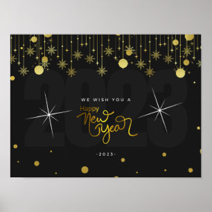 Black & and gold New Year 2023 Poster