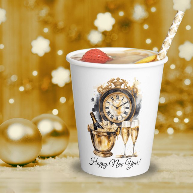 Black and Gold New Year’s Eve Paper Cups (Creator Uploaded)