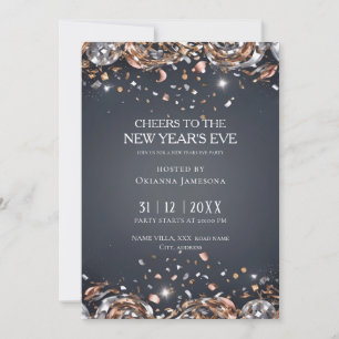 Black and Gold New Year's Eve Party Invitation