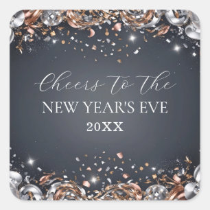 Black and Gold New Year's Eve Party  Square Sticker