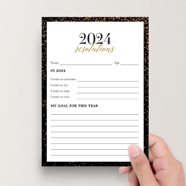 Black and Gold New Year's Resolutions 2024 Cards (Creator Uploaded)