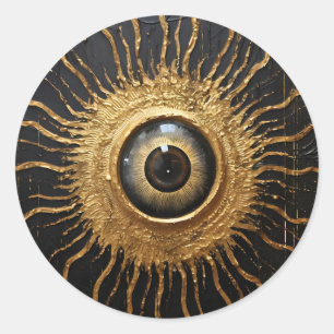 Black and Gold Occult Evil Eye Classic Round Sticker
