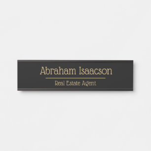 Black and Gold Office Door Sign Real Estate Agent