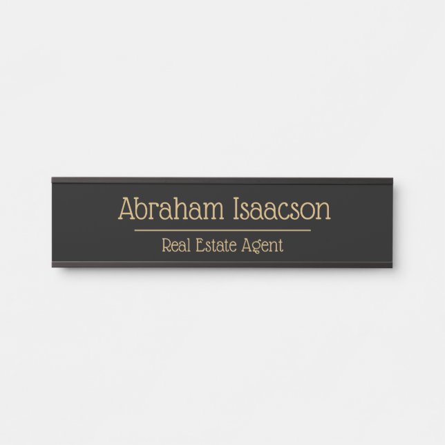 Black and Gold Office Door Sign Real Estate Agent (Front)