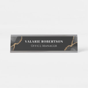 Black and Gold Office Name Plate