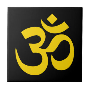 Black and Gold Om Symbol Tile