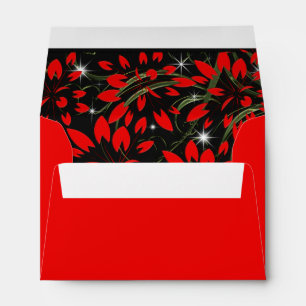 Black and Gold on Bright Red Personalised Envelope