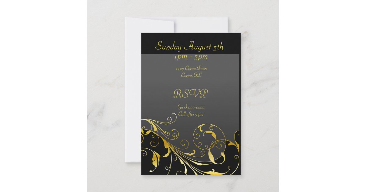 Black and Gold Open House Invite Version Zazzle