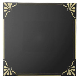Black and gold ornate design tile