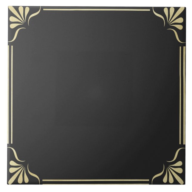 Black and gold ornate design tile (Front)
