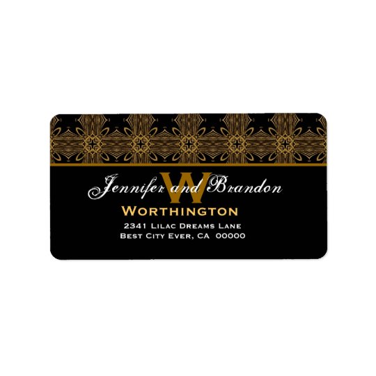 Black and Gold Ornate Vintage Art Nouveau Feeling Address Label