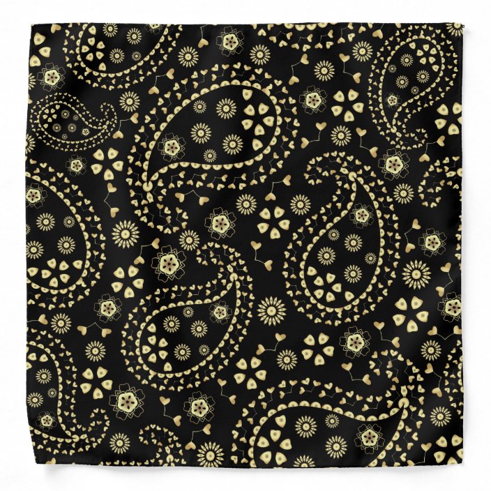 Black and Gold Paisley Bandana | Zazzle.co.uk