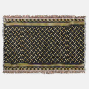 Black and Gold Palestinian Kuffiyeh Throw Blanket