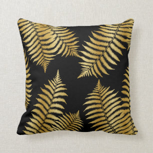 Black and Gold Palm Leaves Cushion