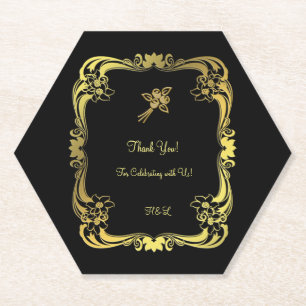 Black and Gold Paper Coaster