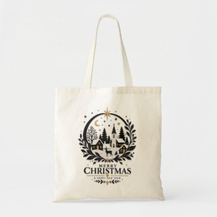 Black and Gold Paper Cut Village  Tote Bag