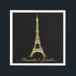 Black and Gold Parisian Eiffel Tower Wedding Napkin<br><div class="desc">Black and Gold Parisian Eiffel Tower Wedding</div>