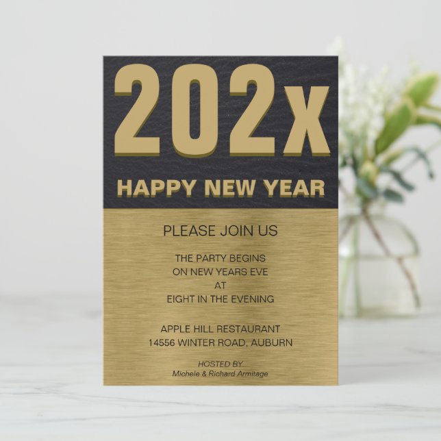 Black and Gold Party Invitation (Standing Front)