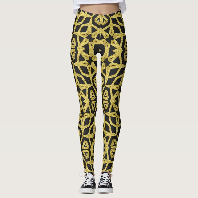 Black and Gold Pattern Leggings ★Funky Tribe II★ (Front)