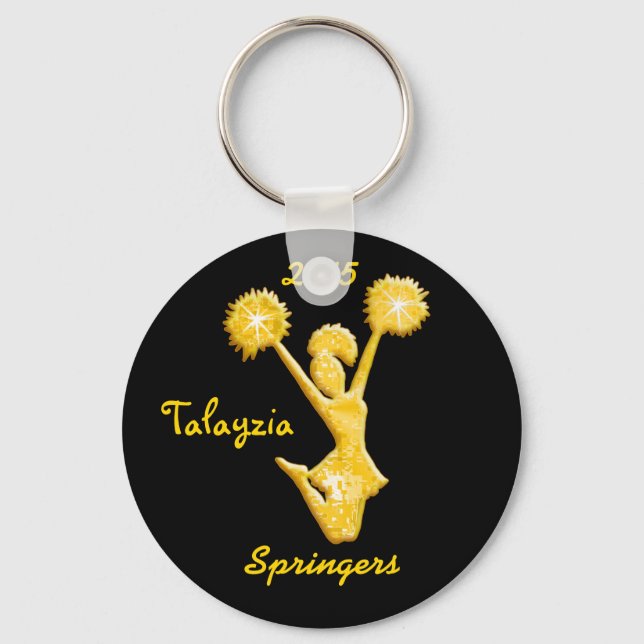 Black and Gold Personalised Cheer Keychains (Front)