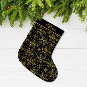 Black and Gold Personalised Large Christmas Stocking