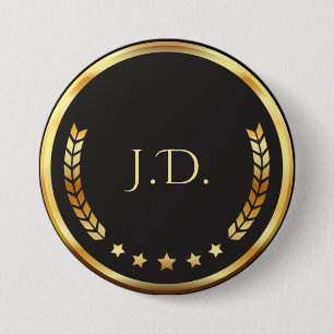 Black and Gold personalised monogram  7.5 Cm Round Badge