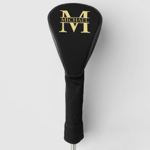 Black and Gold Personalised Monogram and Name Golf Head Cover