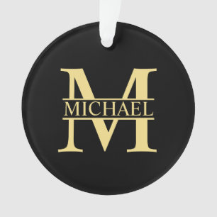 Black and Gold Personalised Monogram and Name Ornament