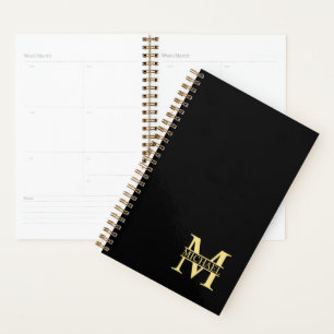Black and Gold Personalised Monogram and Name Planner
