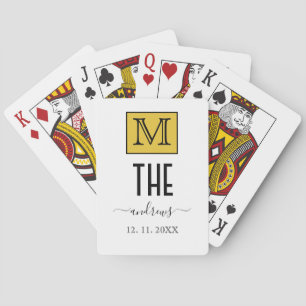 Black and Gold Personalised Monogram and Name Play Playing Cards