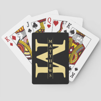 Black and Gold Personalised Monogram and Name Play Playing Cards