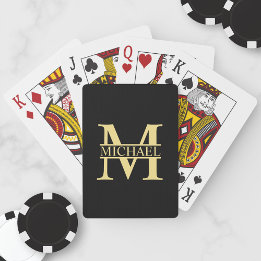 Black and Gold Personalised Monogram and Name Playing Cards
