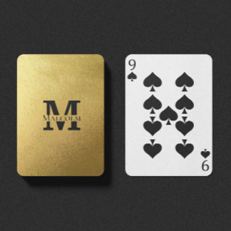Black and Gold Personalised Monogram and Name Playing Cards