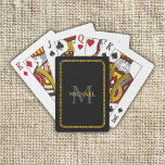 Black and Gold Personalised Monogram and Name Playing Cards<br><div class="desc">Black and Gold Personalised Monogram and Name Bicycle Playing Cards</div>