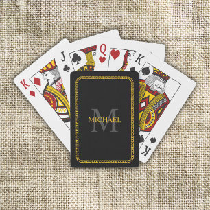 Black and Gold Personalised Monogram and Name Playing Cards
