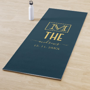 Black and Gold Personalised Monogram and Name  Yoga Mat