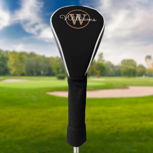 Black And Gold Personalised Monogram Golf Head Cover