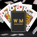 Black and Gold Personalised Monogram & Name Custom Playing Cards<br><div class="desc">Black and Gold Personalised Monogram & Name Custom Playing Cards</div>