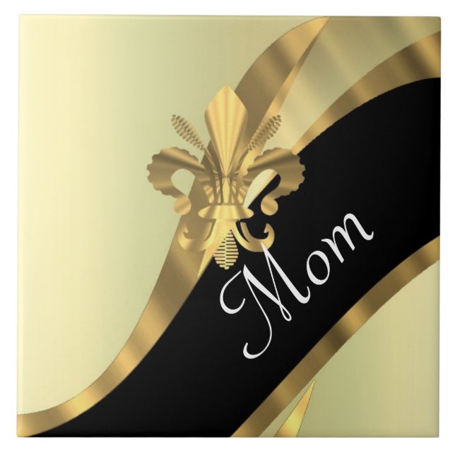 Black and gold personalised mum tile (Front)