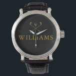 Black And Gold Personalised Name Golf Clubs Watch<br><div class="desc">Personalise the name in classic typography to create a unique golf gift and keepsake for any golfer. Designed by Thisisnotme©</div>